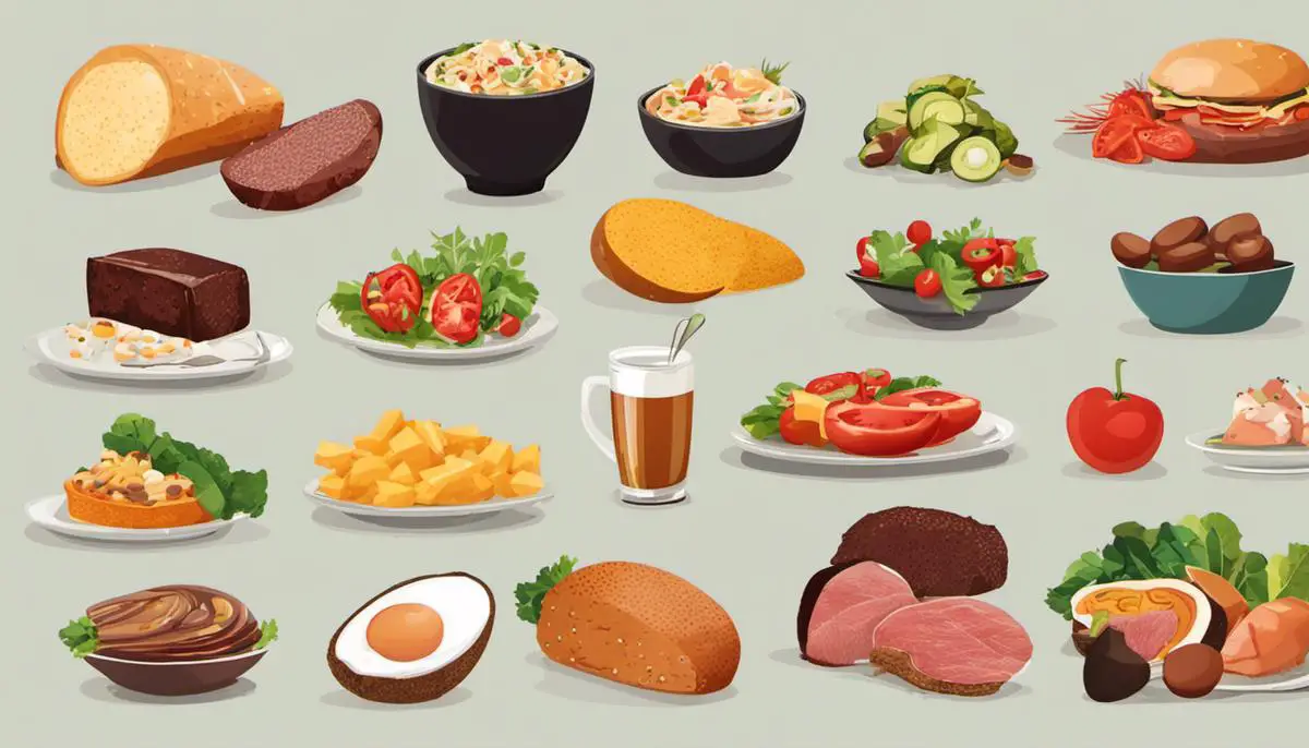 Illustration of various foods that are acceptable on a keto diet
