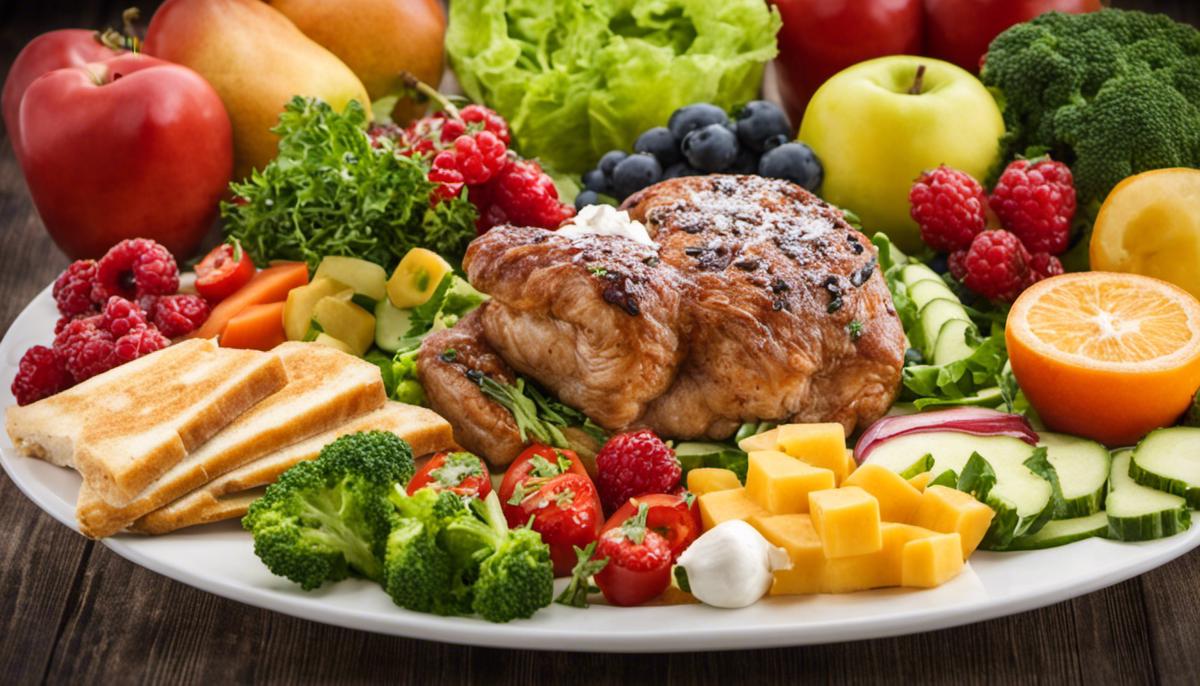 Image depicting a healthy food plate with various food groups represented, highlighting the importance of dietary guidelines for optimal health.