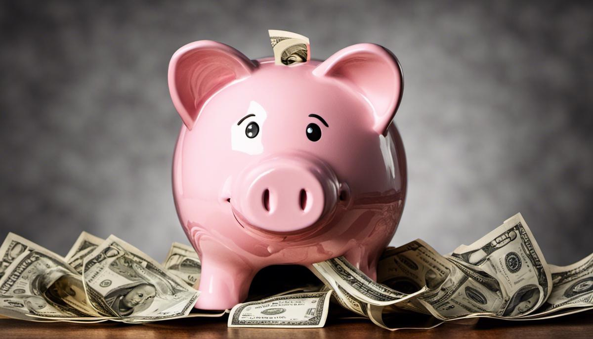 Image of piggy bank with dollar bills symbolizing an emergency fund