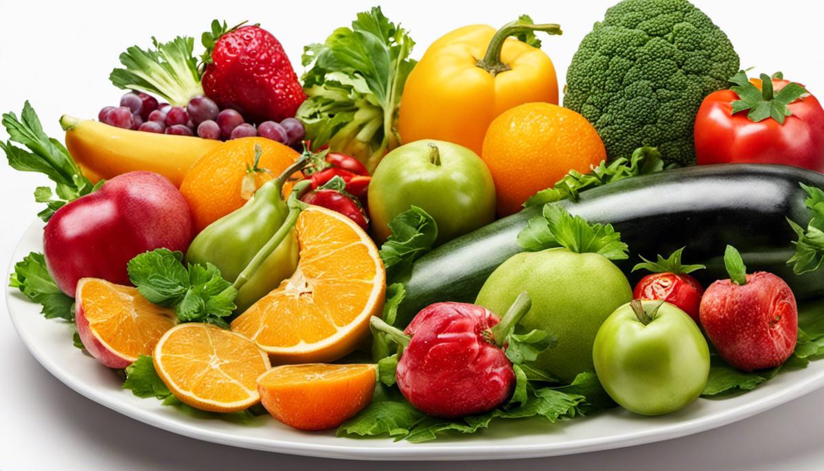 A colorful plate of fruits and vegetables
